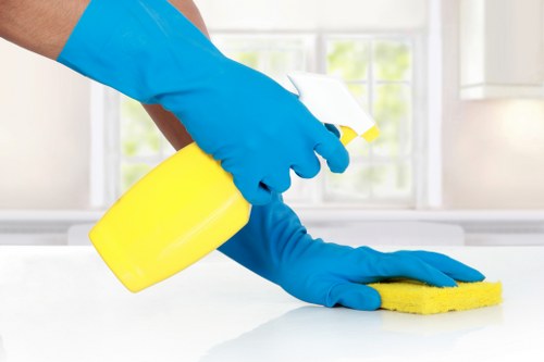 Builders cleaning after renovation in a Knightsbridge property