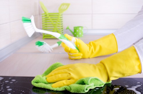 Professional cleaning team servicing a central Knightsbridge office