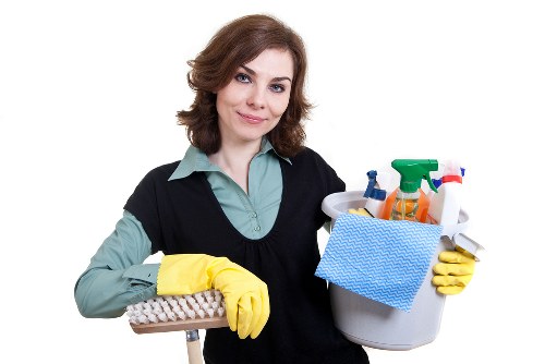 Local cleaning team working in a Knightsbridge residential hallway